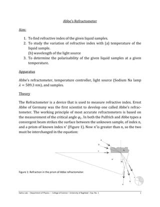 determination of refractive index by abbe's refractometer|abbe refractometer chart.